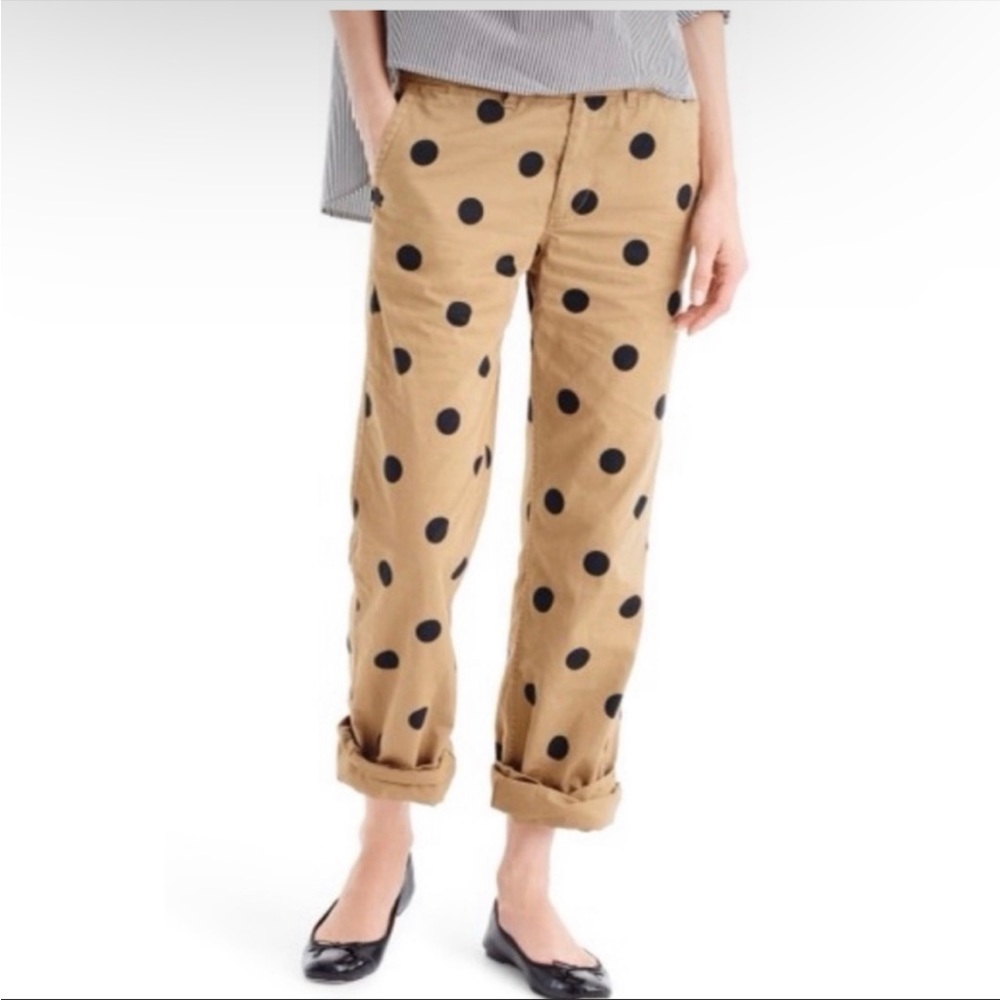 J. Crew Polka Dots boyfriend chinos pants women’s  size 0